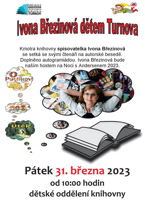 Spisovatelka Ivona Březinová hostem Noci s Andersenem 2023 Městská