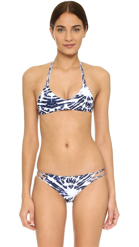 Mikoh Swimwear Uluwatu Racer Back Bikini Top In Blue Lyst