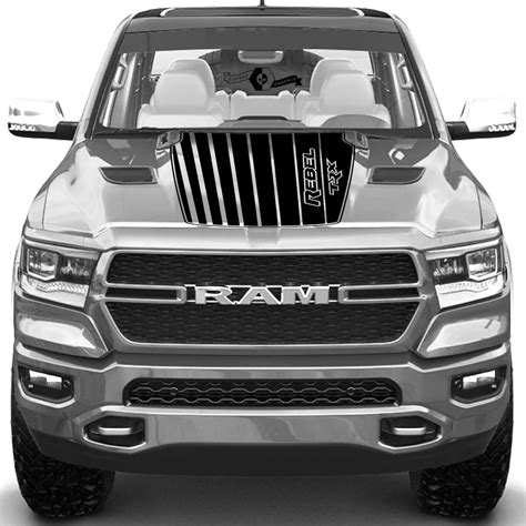 New Dodge Ram Rebel TRX 2021+ Hood vertical Strobe Vinyl Stickers ...