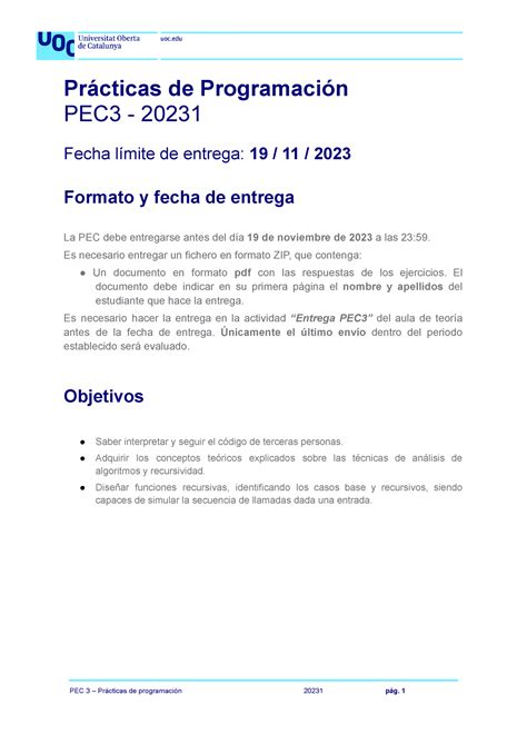 Pec Enunciado Pr Cticas De Programaci N Pec Fecha