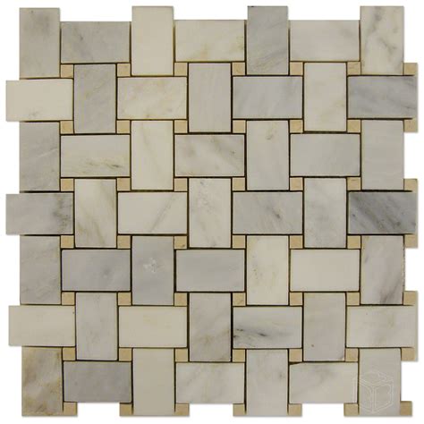 Basket Weave Mosaic Statuary Calacatta With Crema Marfil Dots Bayyurt