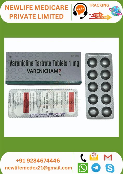 Varenicline Tablet 1MG VARENICHAMP At Rs 440 Stripe Champix Tablets