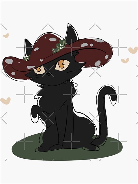 Cat With Mushroom Hat Sticker For Sale By Knownparadoz Redbubble