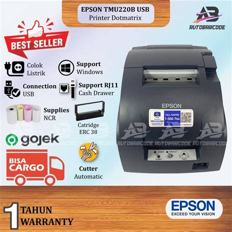 Jual EPSON TMU 220B Original Autocutter Printer Kasir Dot Matrix Kertas