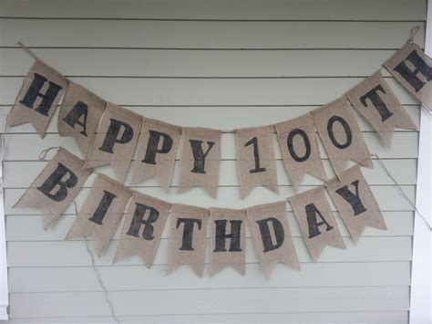 Happy 100th Birthday Banner Burlap. Made by a Stay at Home - Etsy