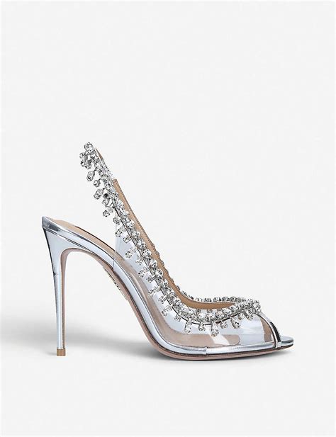 Aquazzura Temptation Crystal Embellished Leather And PVC Sandals Love