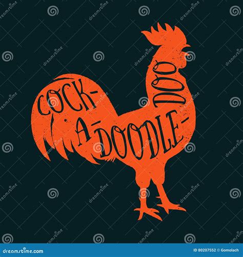 Lettering On The Rooster S Body Symbol Of 2017 Print For Design Stock