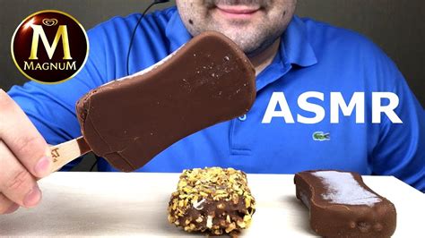 ASMR Dessert CHOCOLATE COVERED ICE CREAM MAGNUM Frozen Eating Sounds