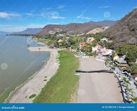 Aerial View Of Lake Chapala A Little Dry And The Town S Boardwalk