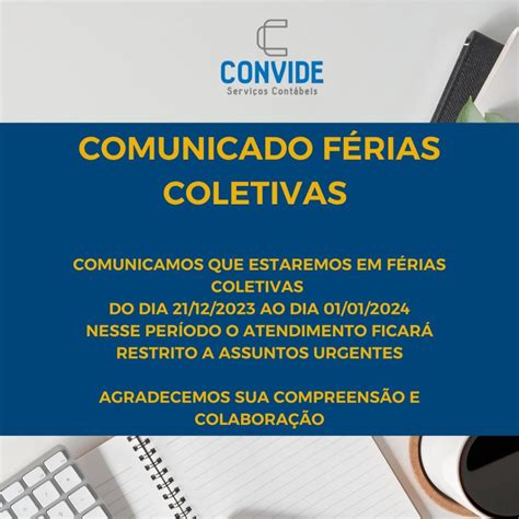 COMUNICADO FÉRIAS COLETIVAS Convide Contabilidade