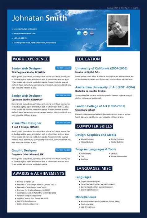 Html Resume Templates Modern Resume Template Downloadable Resume