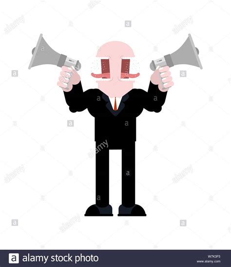 Boss Shouts In Megaphone Bullhorn Vector Illustration Stock Vector