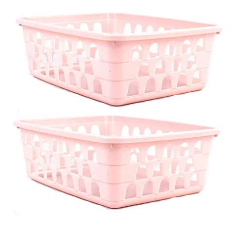 Kit 2 Cestos Multiuso Organizador Pequeno 16x12x6cm Rosa MercadoLivre