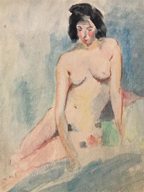 BEAUTIFUL DRAWING NAKED Woman Gouache Painting Parts 1960 On Paper To