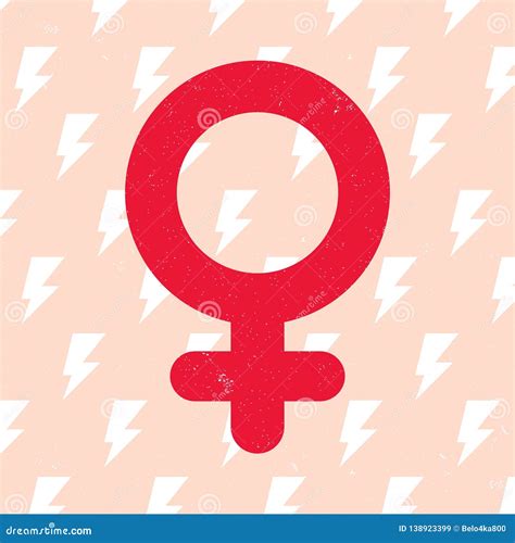 Female Sex Icon Pink Symbol Of Feminist Movement On Lightning