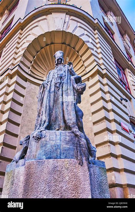 Impressive Statue Of Rabbi Loew In Corner Niche Of The New City Hall On Marianske Square Prague