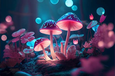 Premium AI Image Mushrooms In The Dark Wallpapers