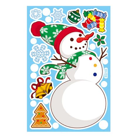 Vearear Christmas Wall Stickers Cute Santa Claus Elk Snowman Snowflake