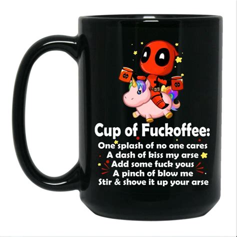 Deadpool Cup Of Fuckoffee One Splash Of No One Cares Black Etsy