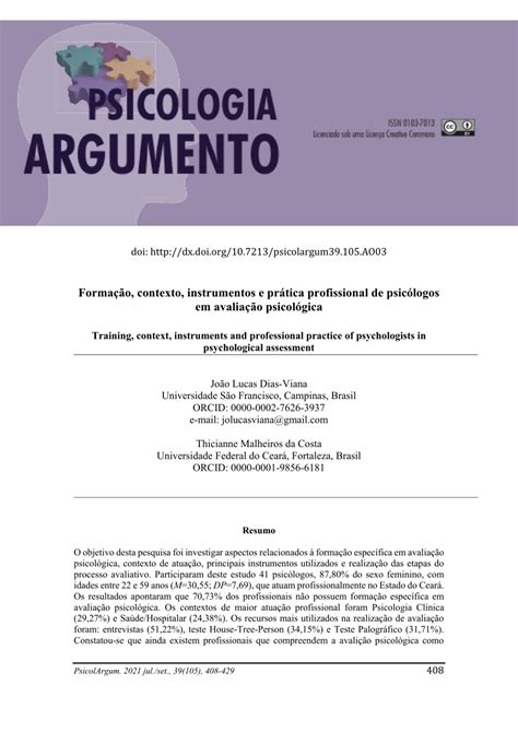 Pdf Formação Contexto Instrumentos E Prática Profissional De