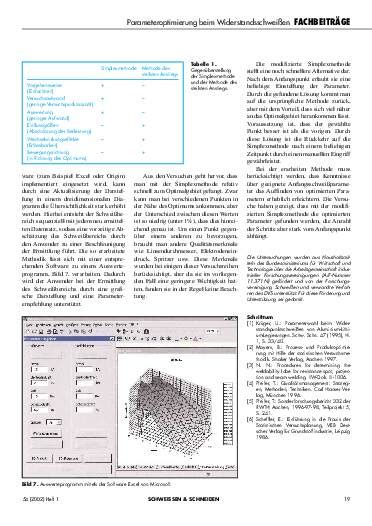 Entwicklung einer Methodik zur Optimierung der Schweißparameter beim