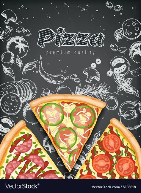 Color Pizza Poster Savoury Pizza Ads With 3d Vector Image