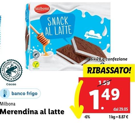 Milbona Merendina Al Latte 6x28 G Confezione Offerta Di Lidl