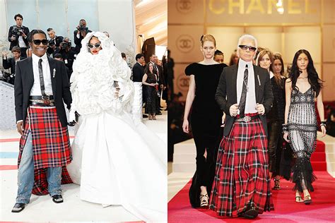 ASAP Rocky Dresses in Skirt Like Karl Lagerfeld at 2023 Met Gala | 97.7 ...