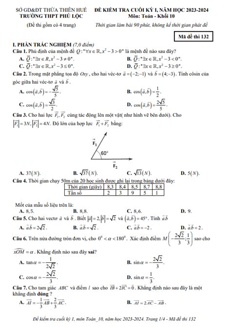 De Cuoi Ky 1 Toan 10 Nam 2023 2024 Truong Thpt Phu Loc Tt Hue