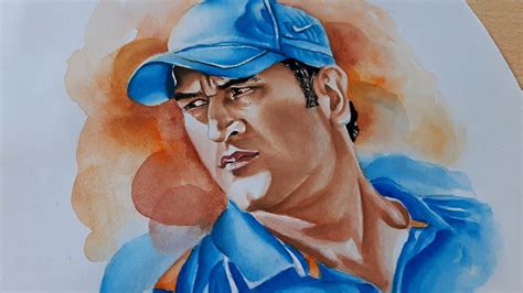 Drawing Ms Dhoni Watercolor Portrait Painting Ms Dhoni Drawing Step