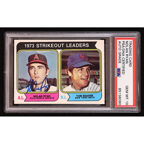 Nolan Ryan Signed Topps Strikeout Leaders Nolan Ryan Tom