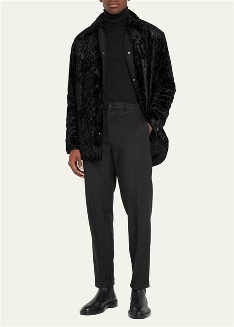 Jil Sander Men S Snap Front Velvet Overshirt Bergdorf Goodman