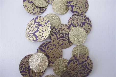 Gold Glitter and Purple Paper Garland: Wedding Garland - Etsy