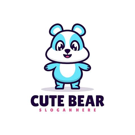 Logotipo de mascota de diseño de oso lindo vectorial Vector Gratis