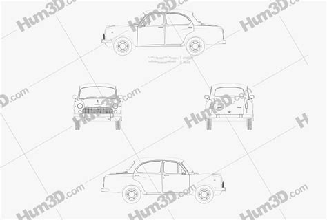 Hindustan Ambassador Classic 1999 Disegno Tecnico 3dmodels