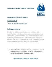 Manufactura Esbelta Actividad Docx Universidad Cnci Virtual