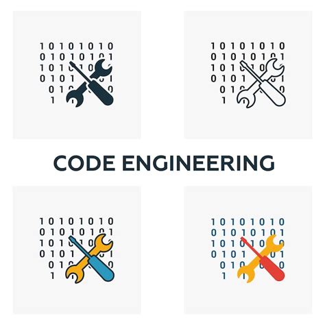 Premium Vector Code Engineering Icon Set Four Elements In Diferent