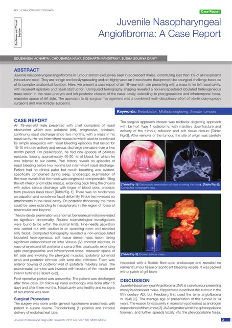 PDF Juvenile Nasopharyngeal Angiofibroma A Case Report