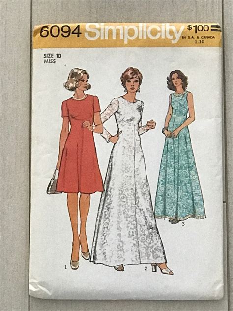 1973 Simplicity Pattern 3064 Vintage Wedding Dress Sewing Pattern