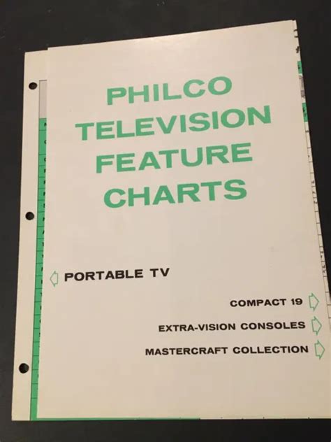 1960S PHILCO TELEVISION Features Chart Compact Portable Extra Vision Brochure TV £25.18 ...