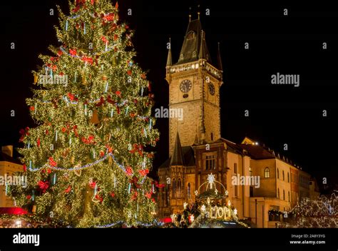 Prague Old Town Square - Christmas market, Czech Republic Stock Photo ...