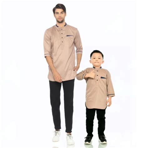 Jual KOKO KURTA PRIA COUPLE ANAK DAN AYAH LENGAN 3 4 BAHAN KATUN TOYOBO