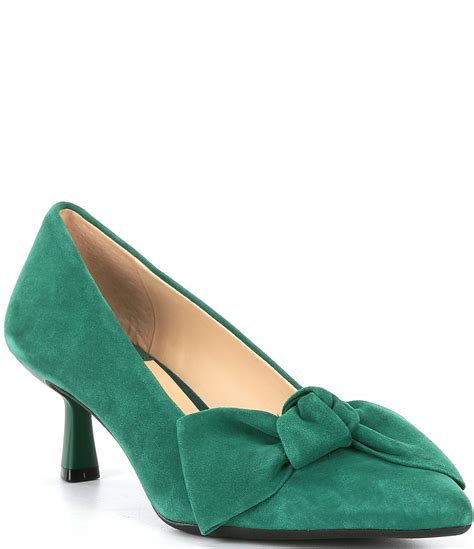 Alex Marie Iris Suede Bow Pointed Toe Kitten Heel Pumps Dillard S