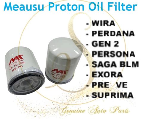 Meausu Oil Filter Proton Gen Saga Blm Flx Waja Wira Persona Exora