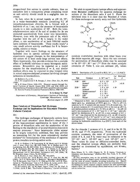 Pdf Base Catalysis Of Thiazolium Salt Hydrogen Exchange And Its