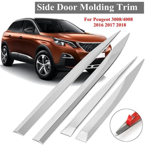 Pcs Set Door Body Chrome Side Molding Protector Trim Stainless Steel