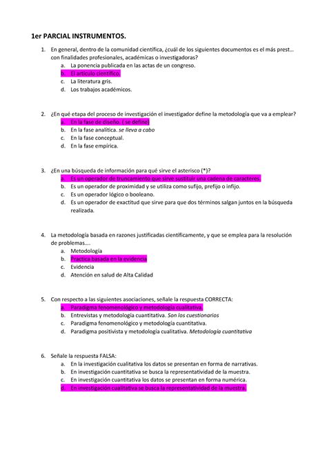 PARCIAL 1 Enero 2020 Preguntas Y Respuestas 1er PARCIAL INSTRUMENTOS