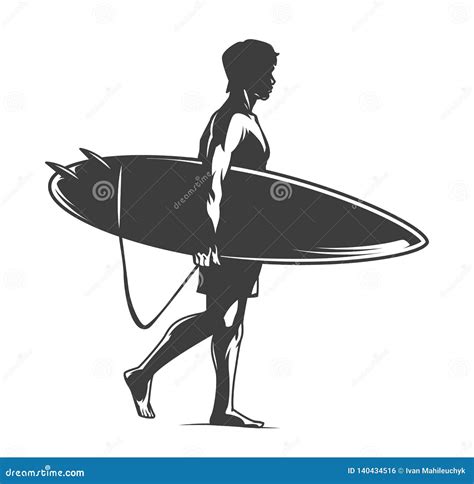 Surfer Holding Surfboard Stock Vector Illustration Of Holding 140434516