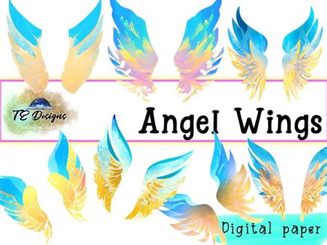 Angel Wings (Blue) Clipart Graphic by TE Designs · Creative Fabrica