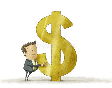 Businessman Hugging Dollar Sign Stock Illustration Illustration Of